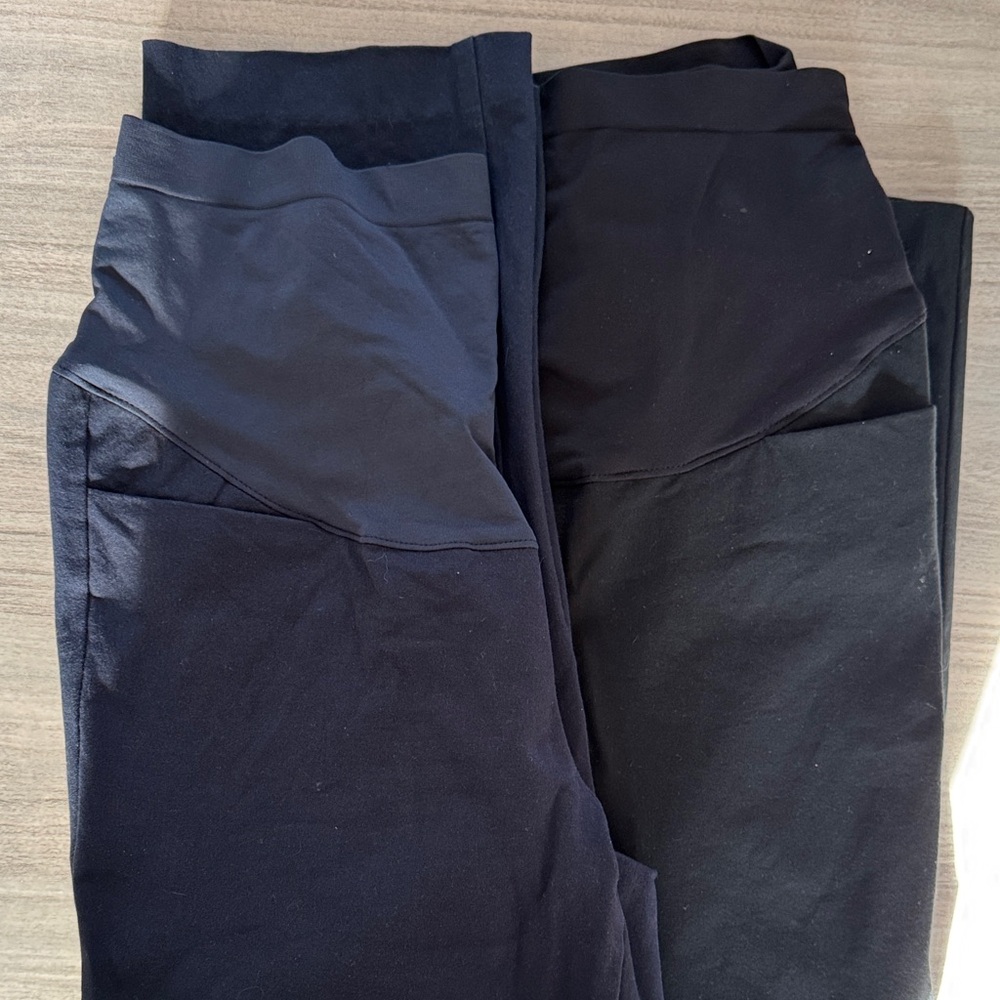 Maternity Old Navy full panel Pixie straight leg Black and Dark Blue pants